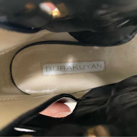 BURAKUYAN Black Peep Toe Ankle Booties - Picture 8 of 11